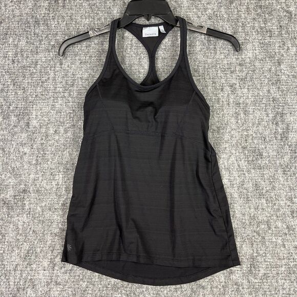 Athleta Top Womens Small Black Tank Open-back Padded‎ Bra Activewear Athleisure - Picture 1 of 12